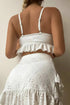 Eyelet Pattern Knotted Ruffle Trim 3pcs Bikini Set